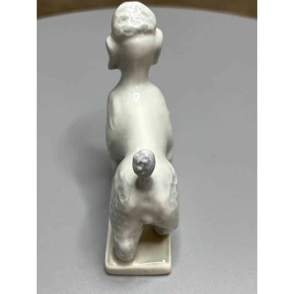 Zsolnay Hungary Porcelain Light Gray Poodle Dog Figure 3.5